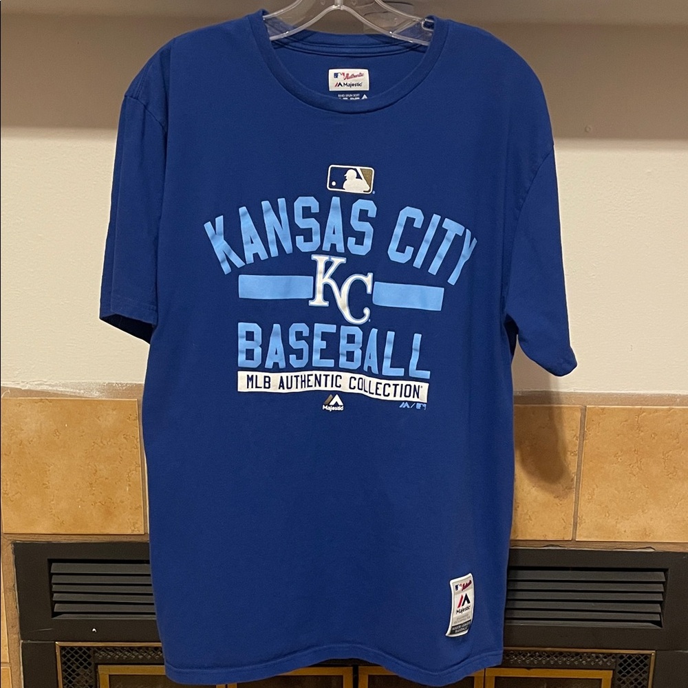 Majestic Blue MLB Kansas City Baseball Tee (size XL)